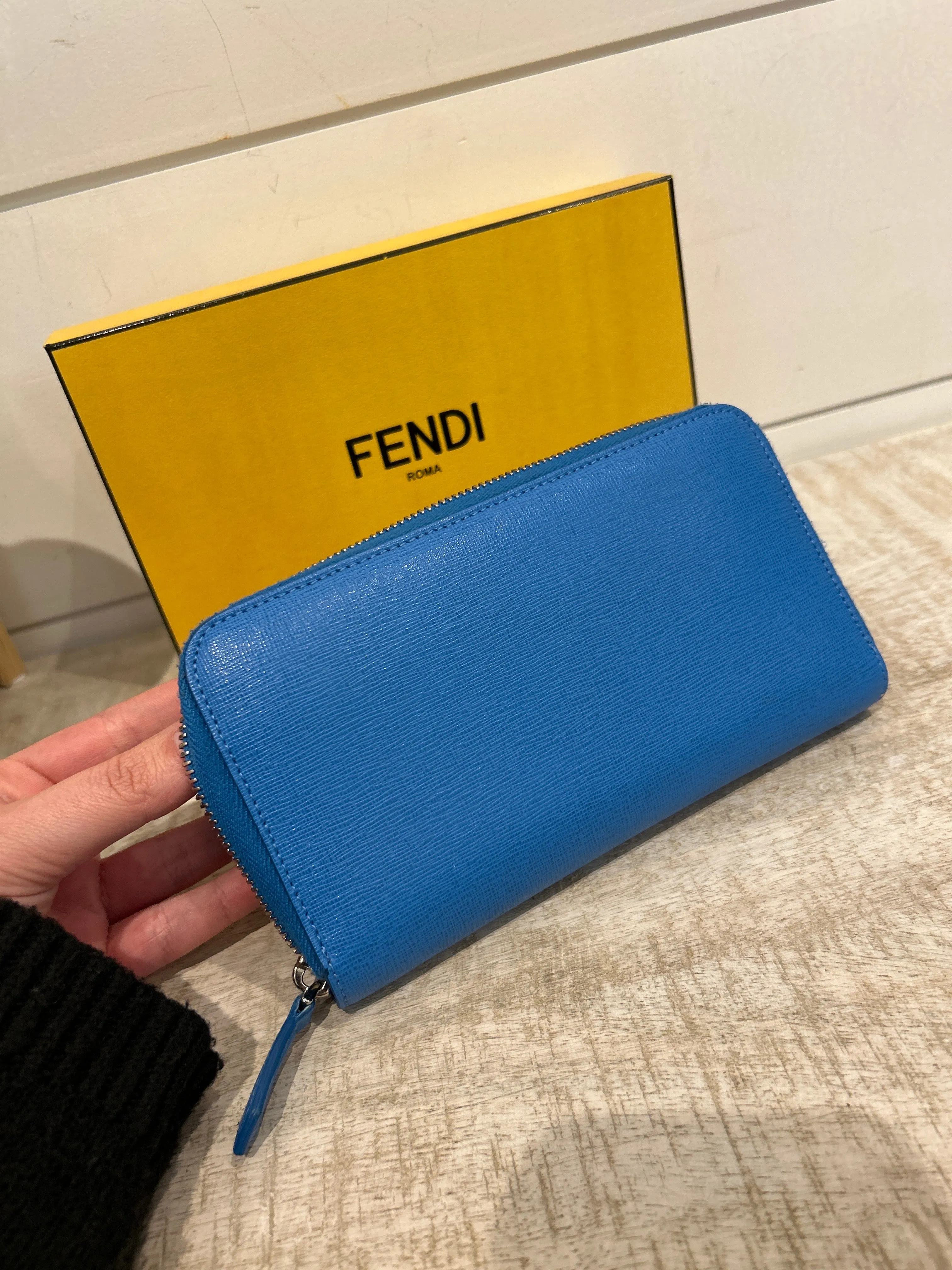 Fendi Multicolor Crystal Eye Monster Zip Around Leather Wallet