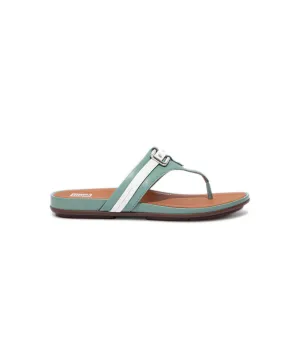 FitFlop Gracie Stud-Buckle Leather Toe Post Sandals Green