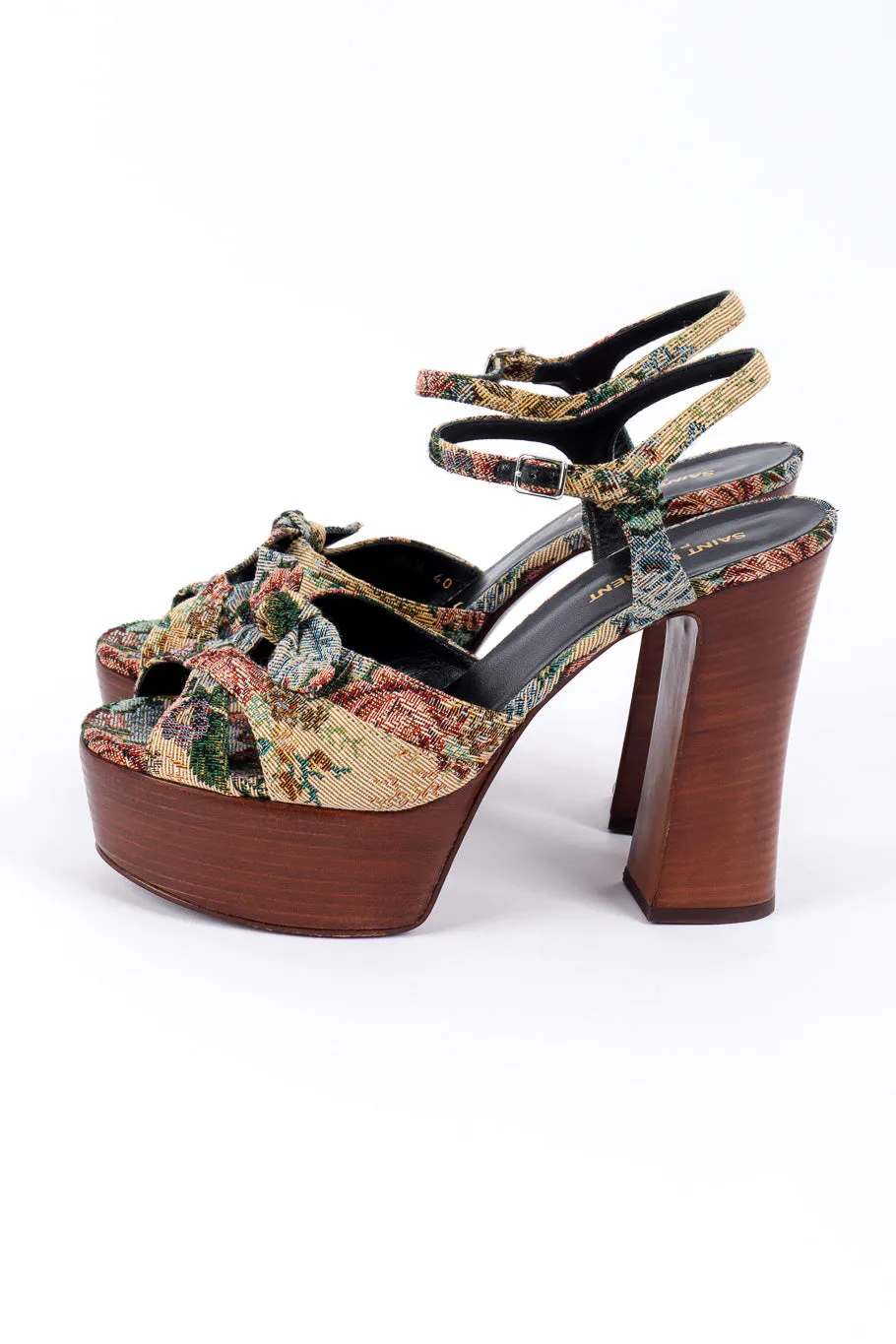 Floral Tapestry Platform Heels