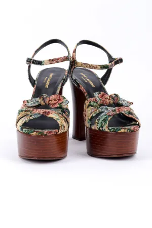 Floral Tapestry Platform Heels