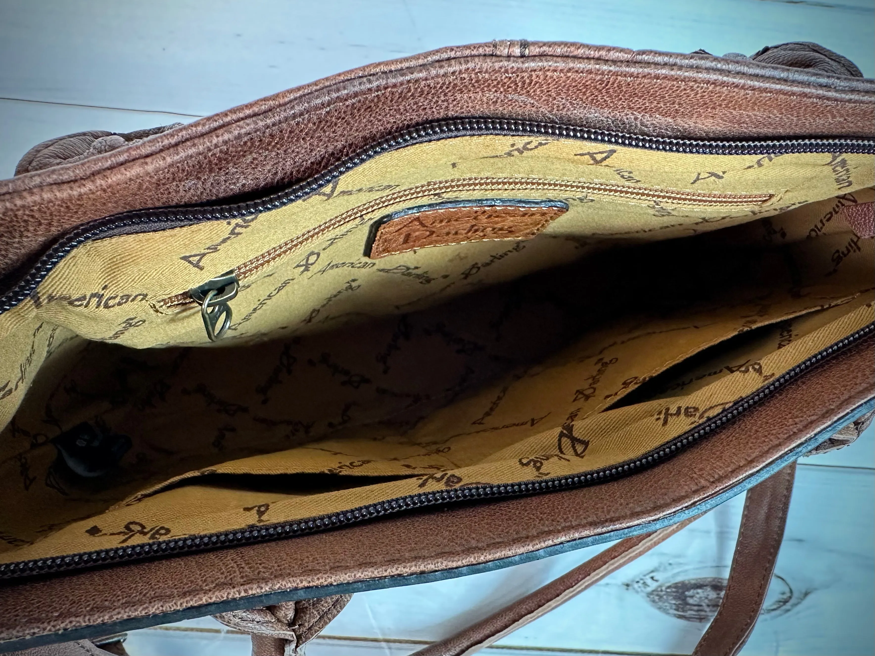 Floral Tooled Buckstitch Leather Tote