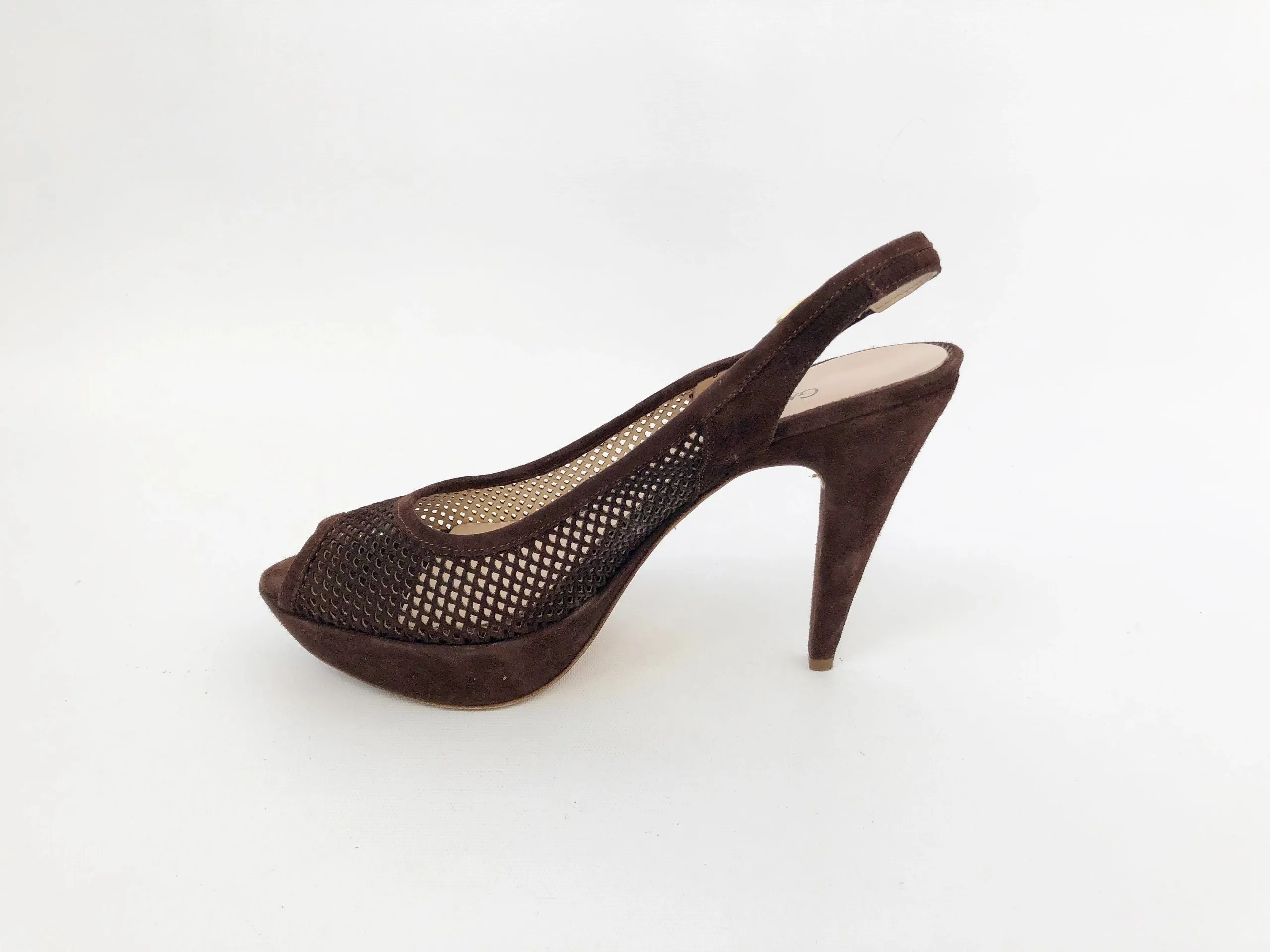 Gastone Lucioli Suede Slingback Size 40 It (10 Us)