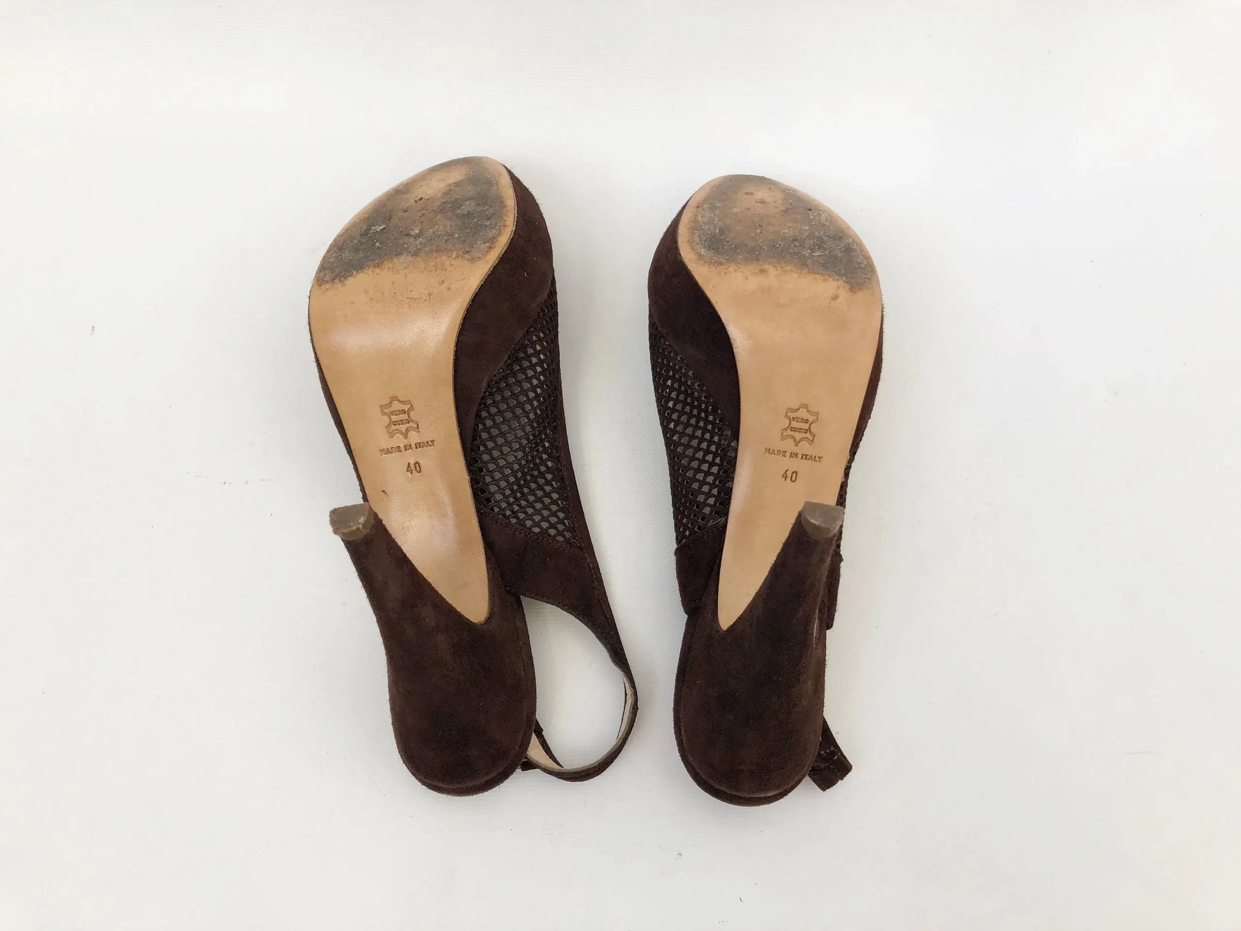 Gastone Lucioli Suede Slingback Size 40 It (10 Us)