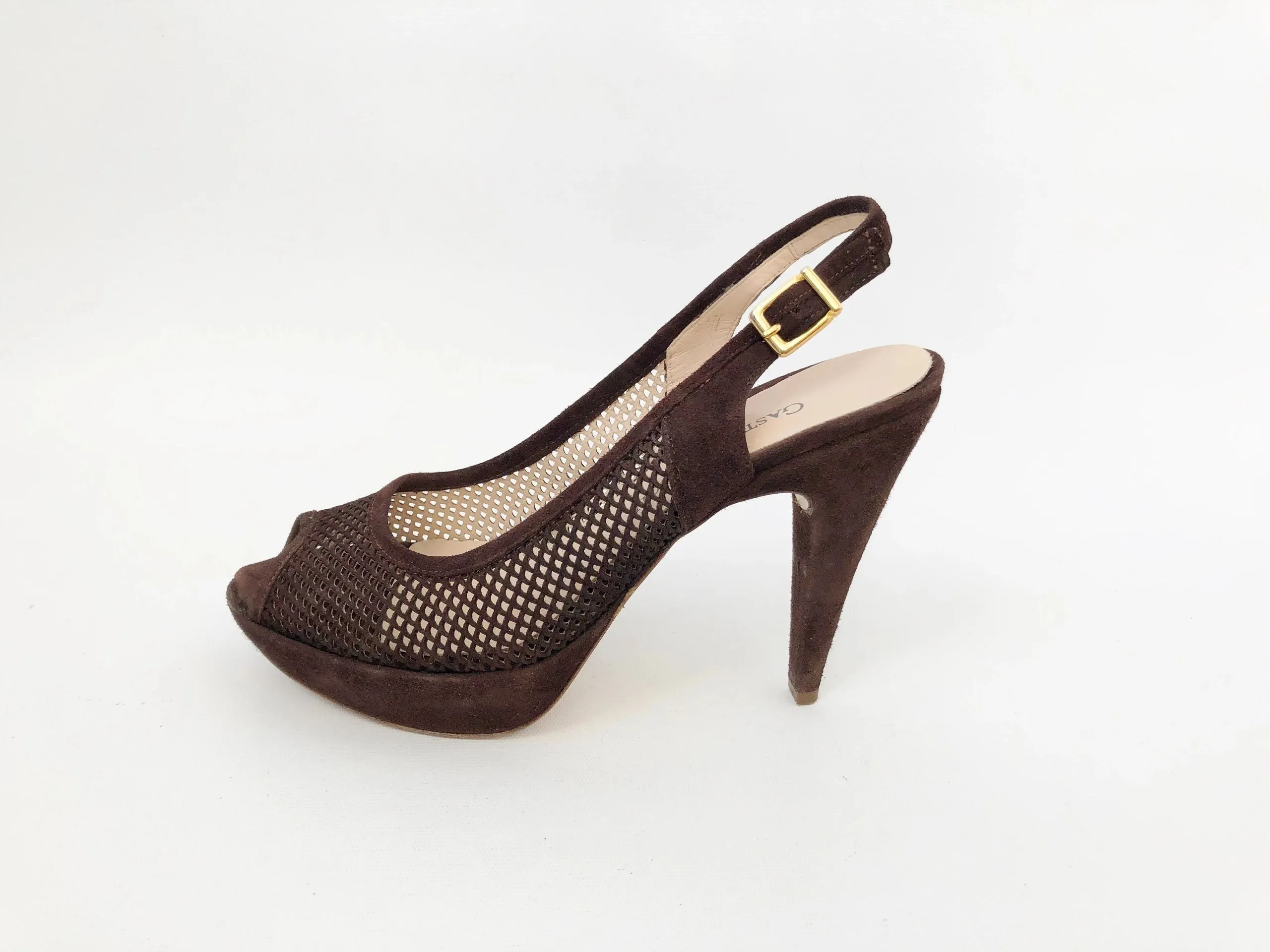 Gastone Lucioli Suede Slingback Size 40 It (10 Us)