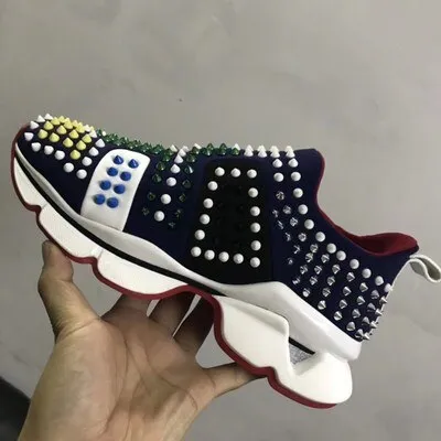 Genuine Leather Metal Rivets Studded Flat Shoe Women Trend Sneakers Women Casual Shoes Platform Trend Canvas Shoes