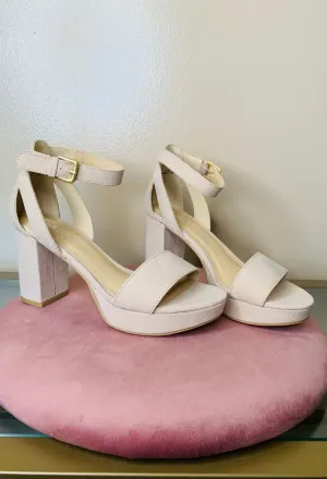 Gina Platform Block Heel in Nude