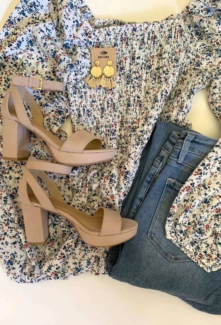 Gina Platform Block Heel in Nude