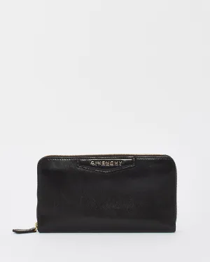 Givenchy Black Leather Long Zip Wallet