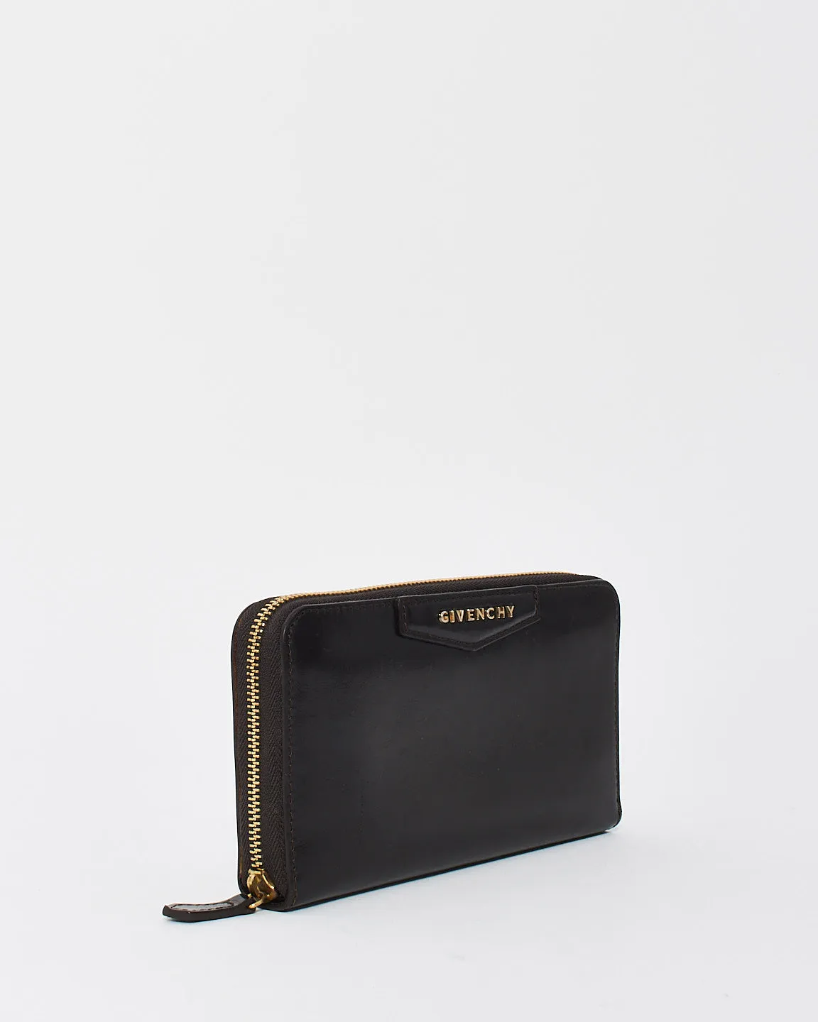 Givenchy Black Leather Long Zip Wallet