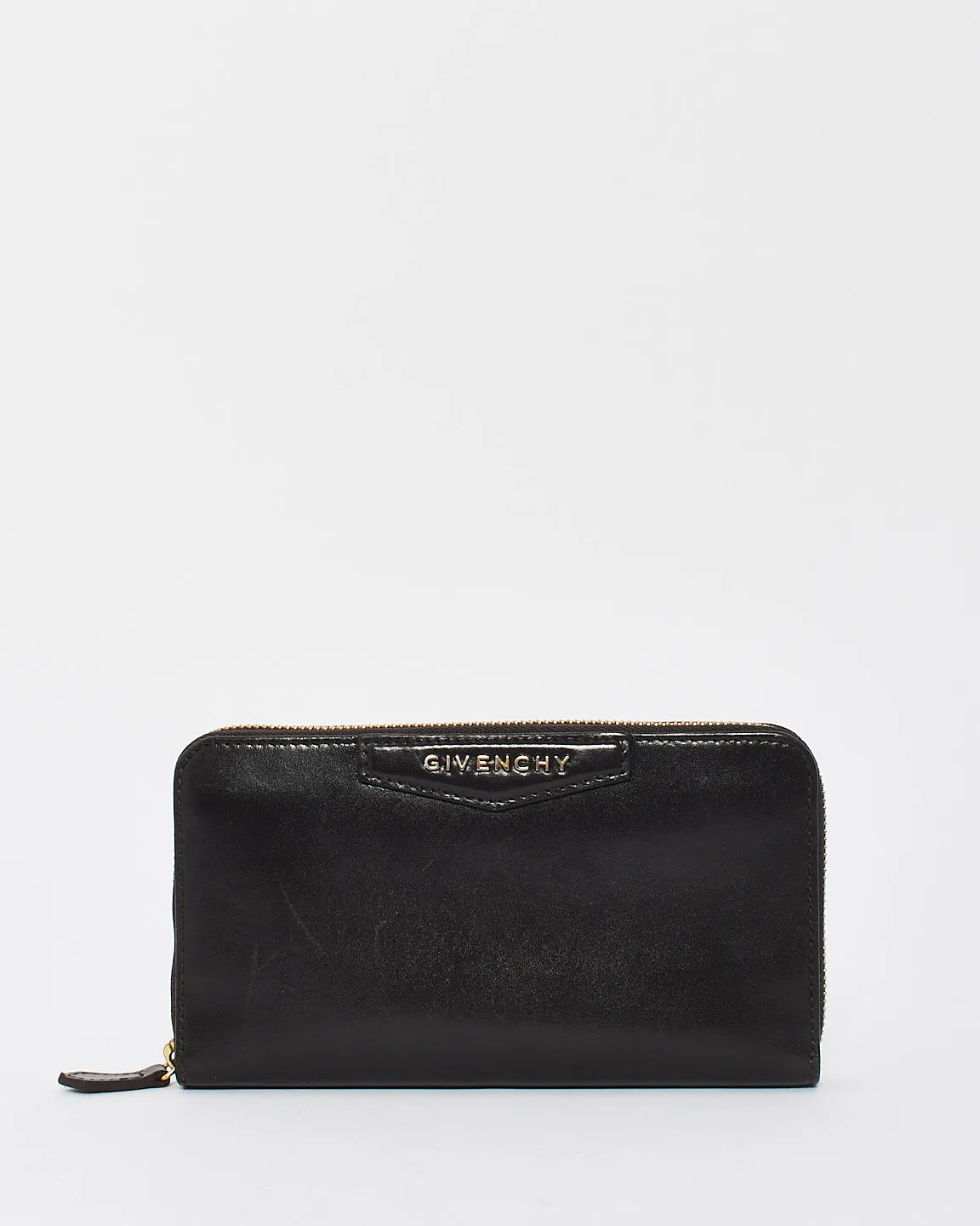Givenchy Black Leather Long Zip Wallet