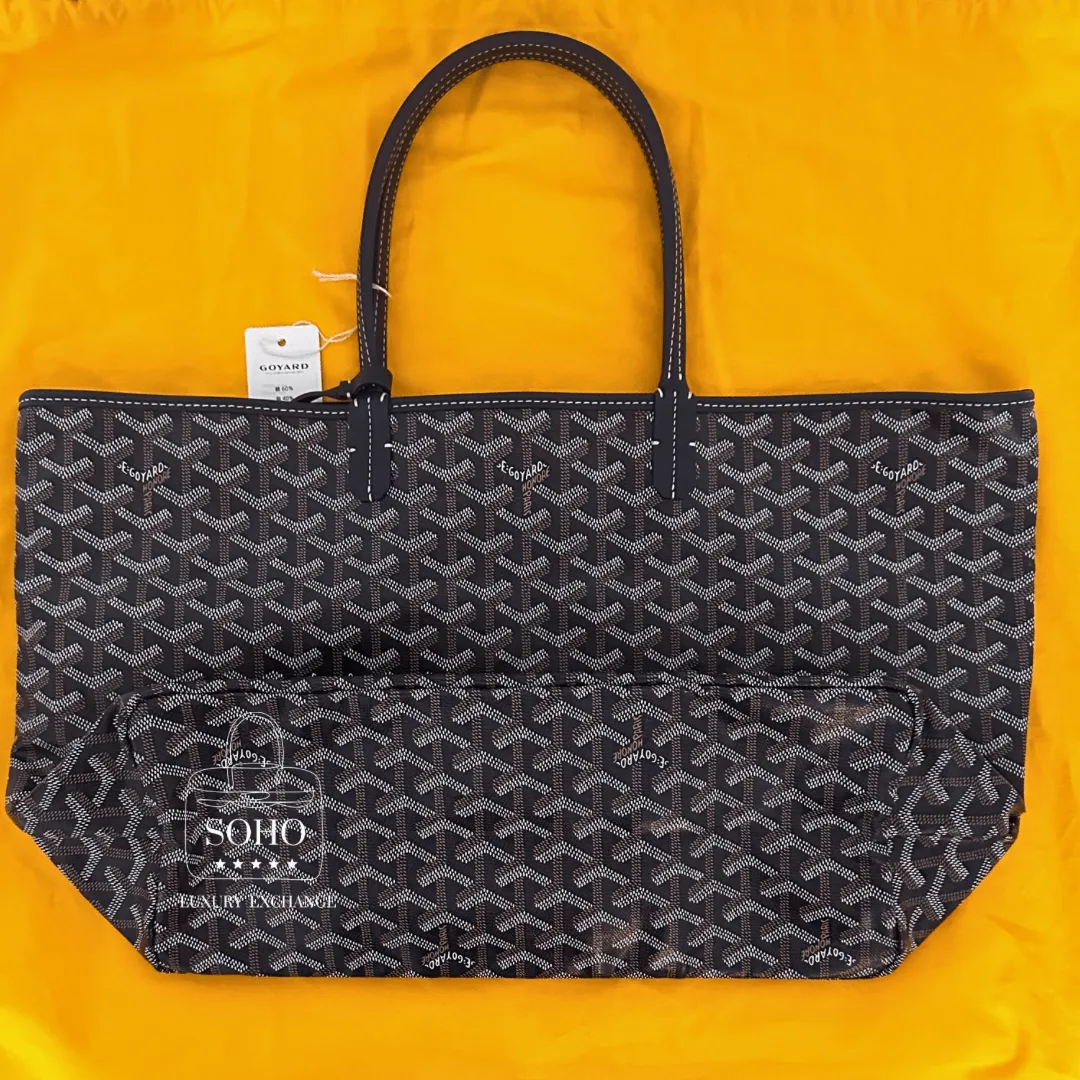 Goyard Goyardine Navy Saint Louis PM w/ Pouch