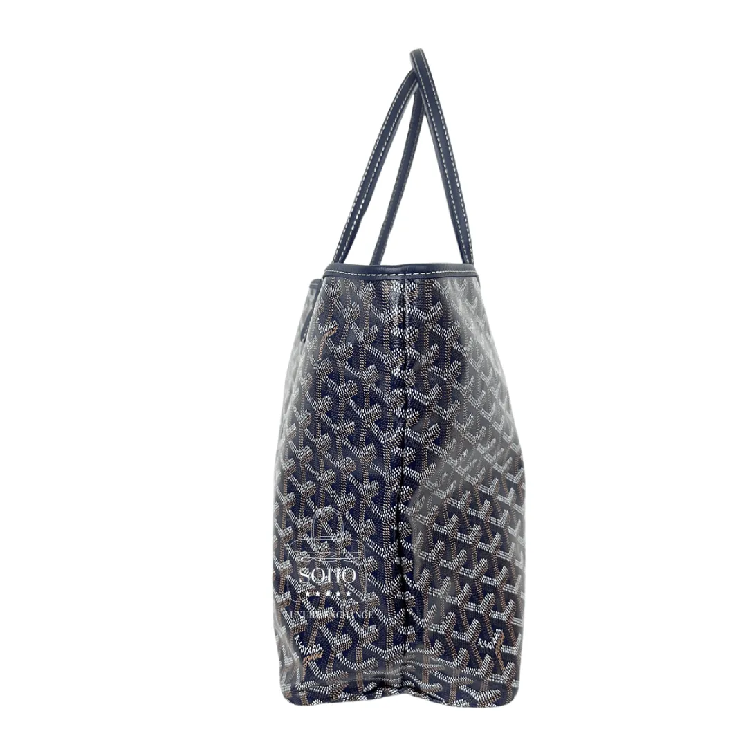 Goyard Goyardine Navy Saint Louis PM w/ Pouch