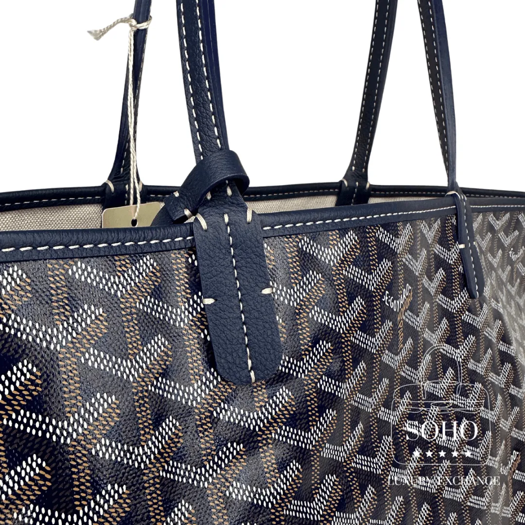 Goyard Goyardine Navy Saint Louis PM w/ Pouch