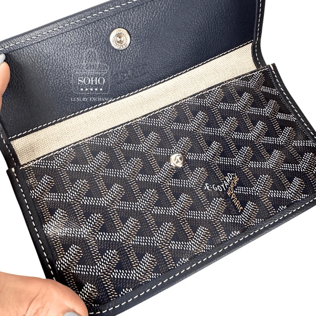 Goyard Goyardine Navy Saint Louis PM w/ Pouch