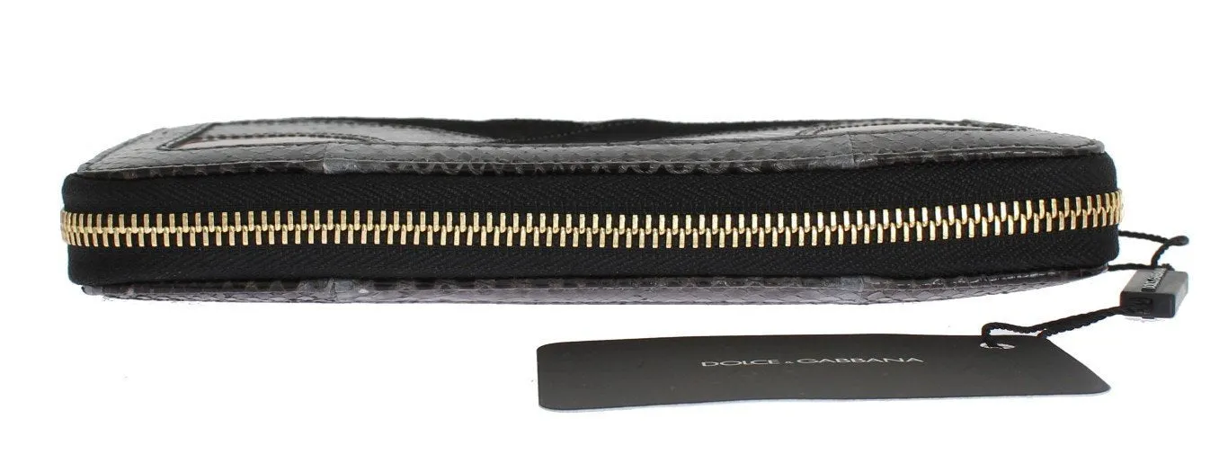 Gray Snakeskin Leather Continental Wallet