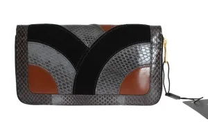 Gray Snakeskin Leather Continental Wallet