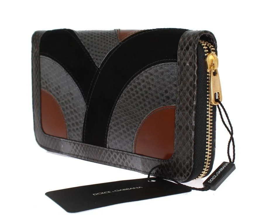 Gray Snakeskin Leather Continental Wallet