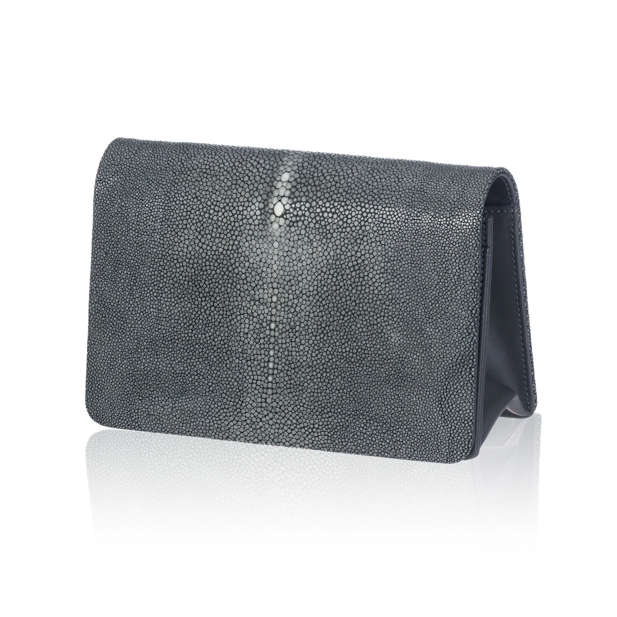 Grey Stingray Leather Clutch