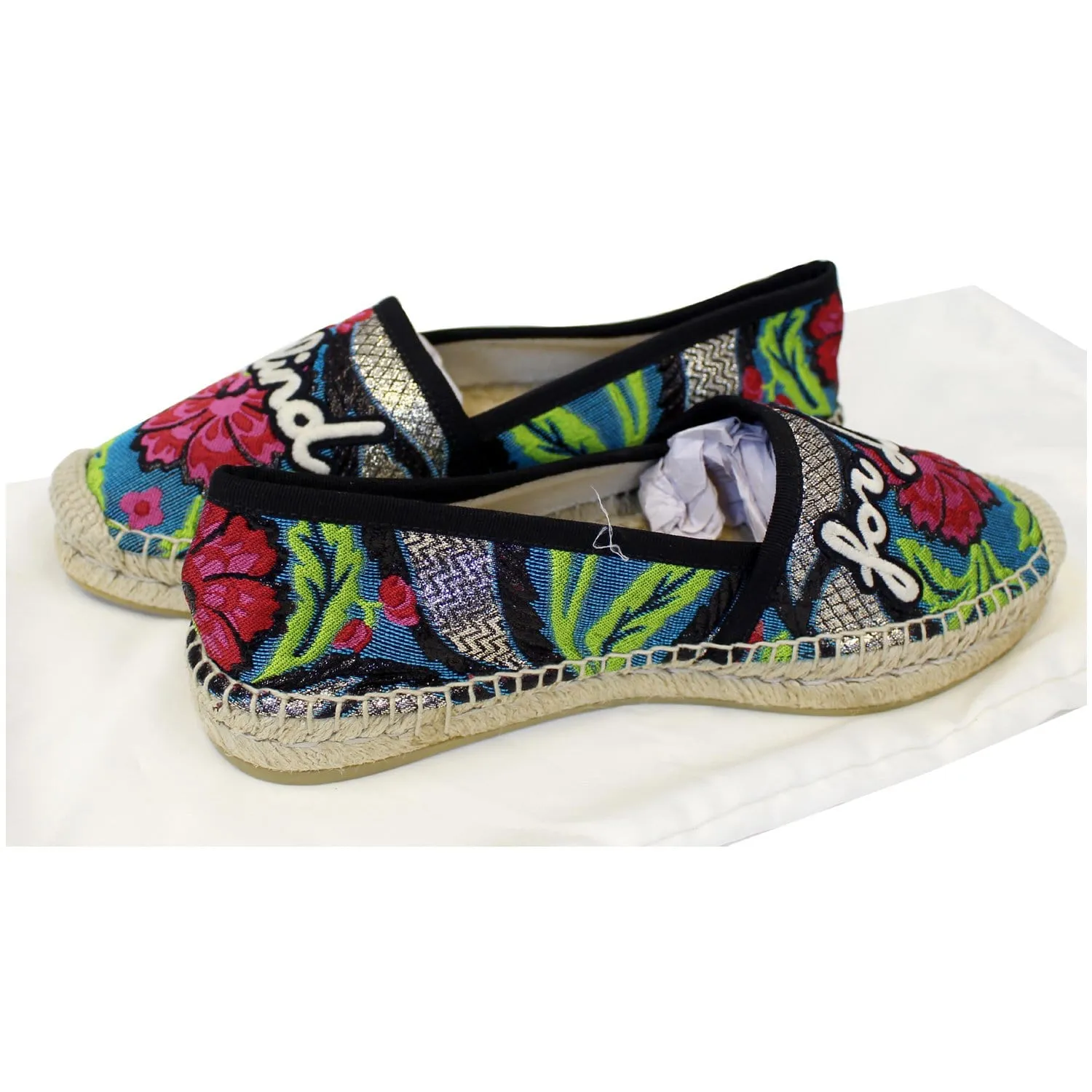GUCCI Embroidered Blind For Love Espadrilles Flat Multicolor US 6 - Last Call