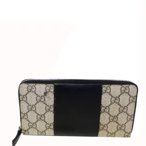 GUCCI GG Supreme Monogram Zip Around Wallet Black
