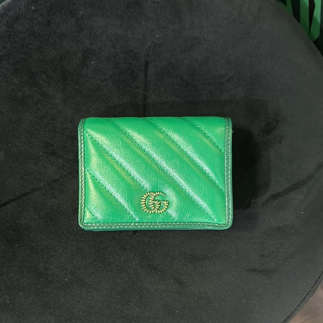 Gucci Green Leather Marmont Compact Wallet