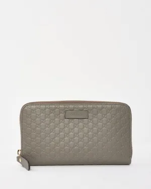 Gucci Grey Leather Guccissima Long Zip Wallet