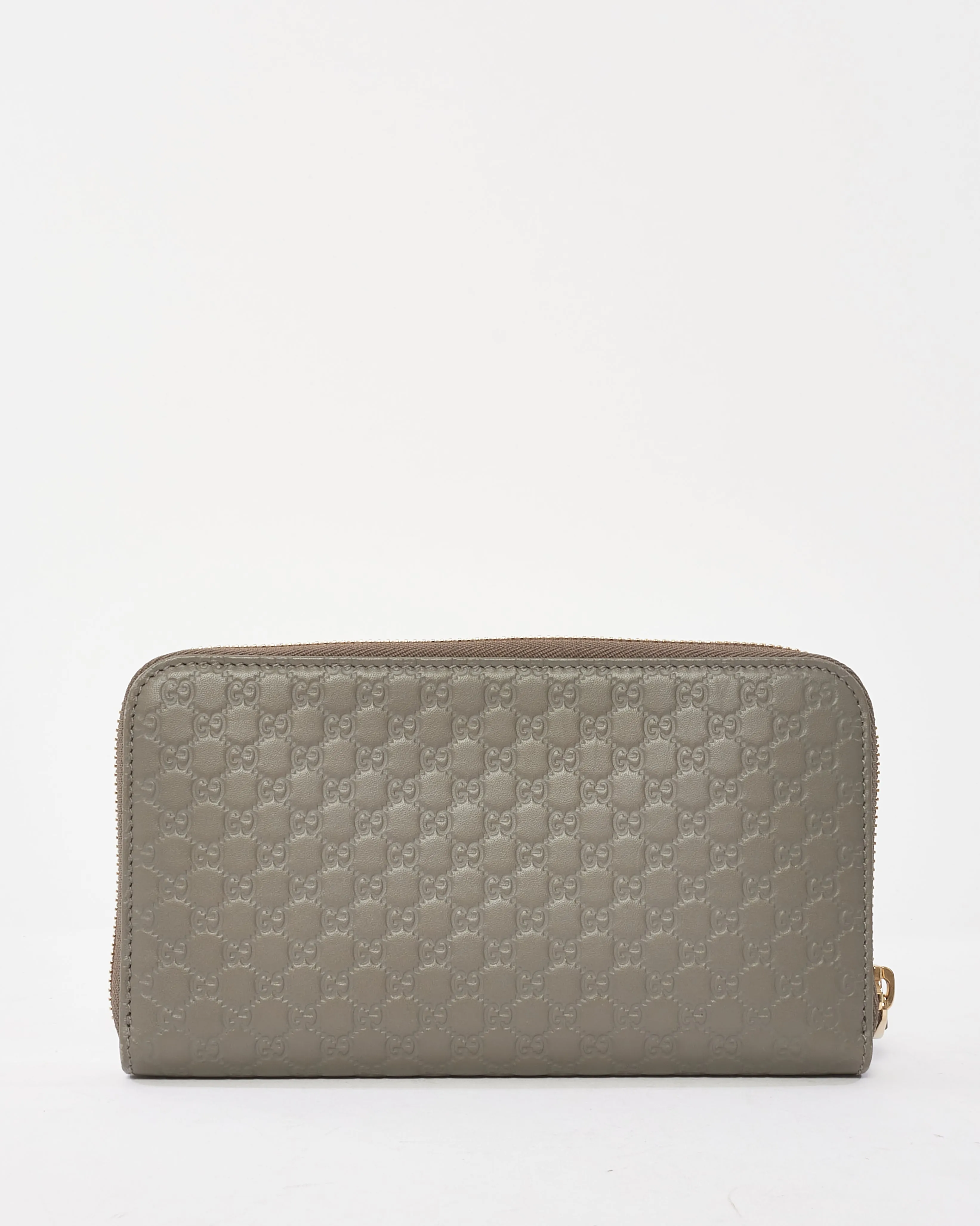 Gucci Grey Leather Guccissima Long Zip Wallet