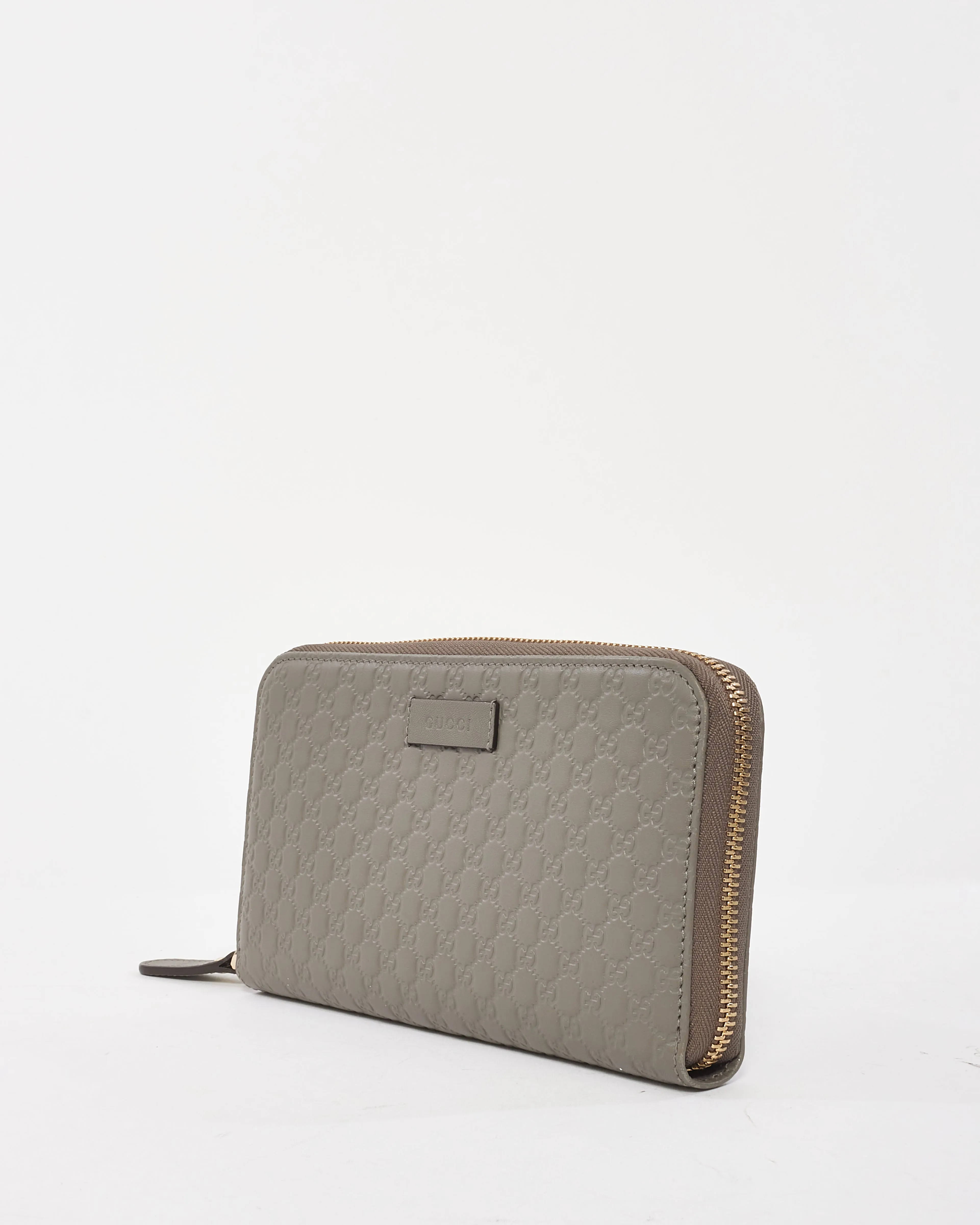 Gucci Grey Leather Guccissima Long Zip Wallet