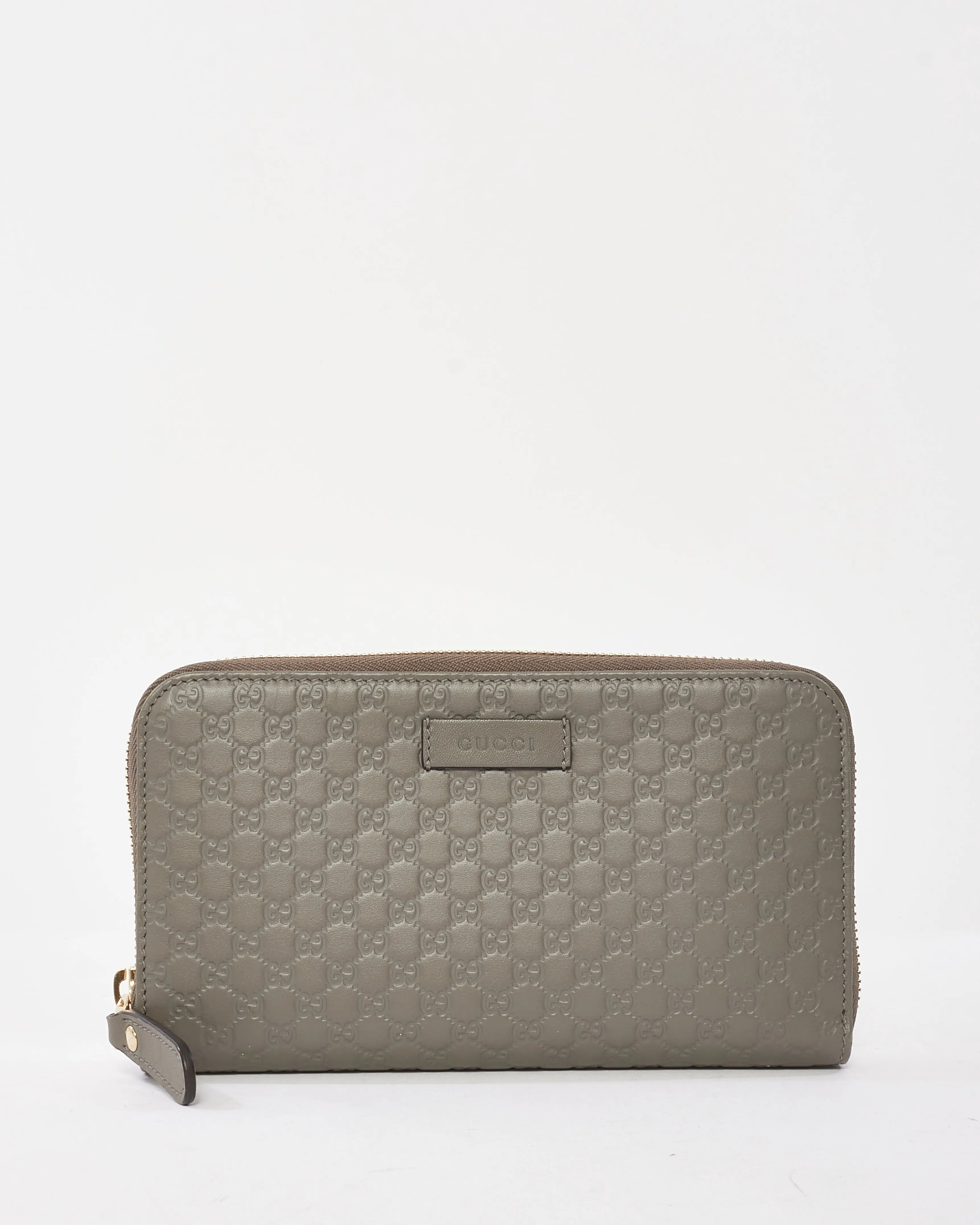Gucci Grey Leather Guccissima Long Zip Wallet