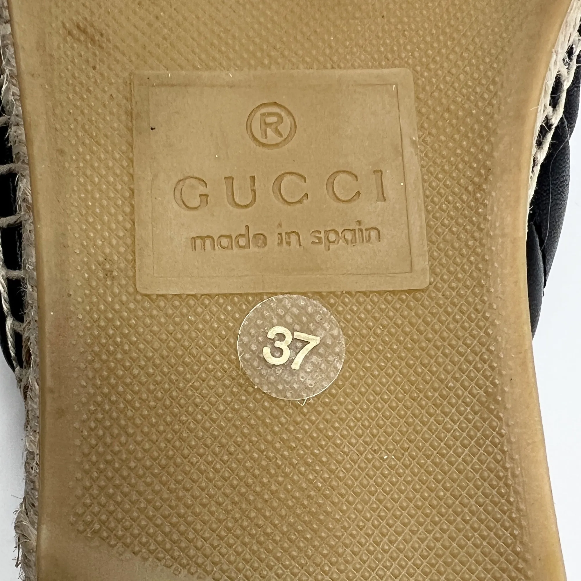 Gucci Marmont Black Chevron Quilted Black Leather Espadrilles Flats Mules