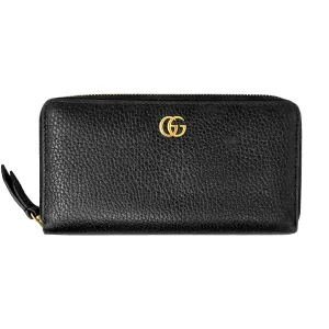 Gucci Marmont Black Leather Zip Around Wallet