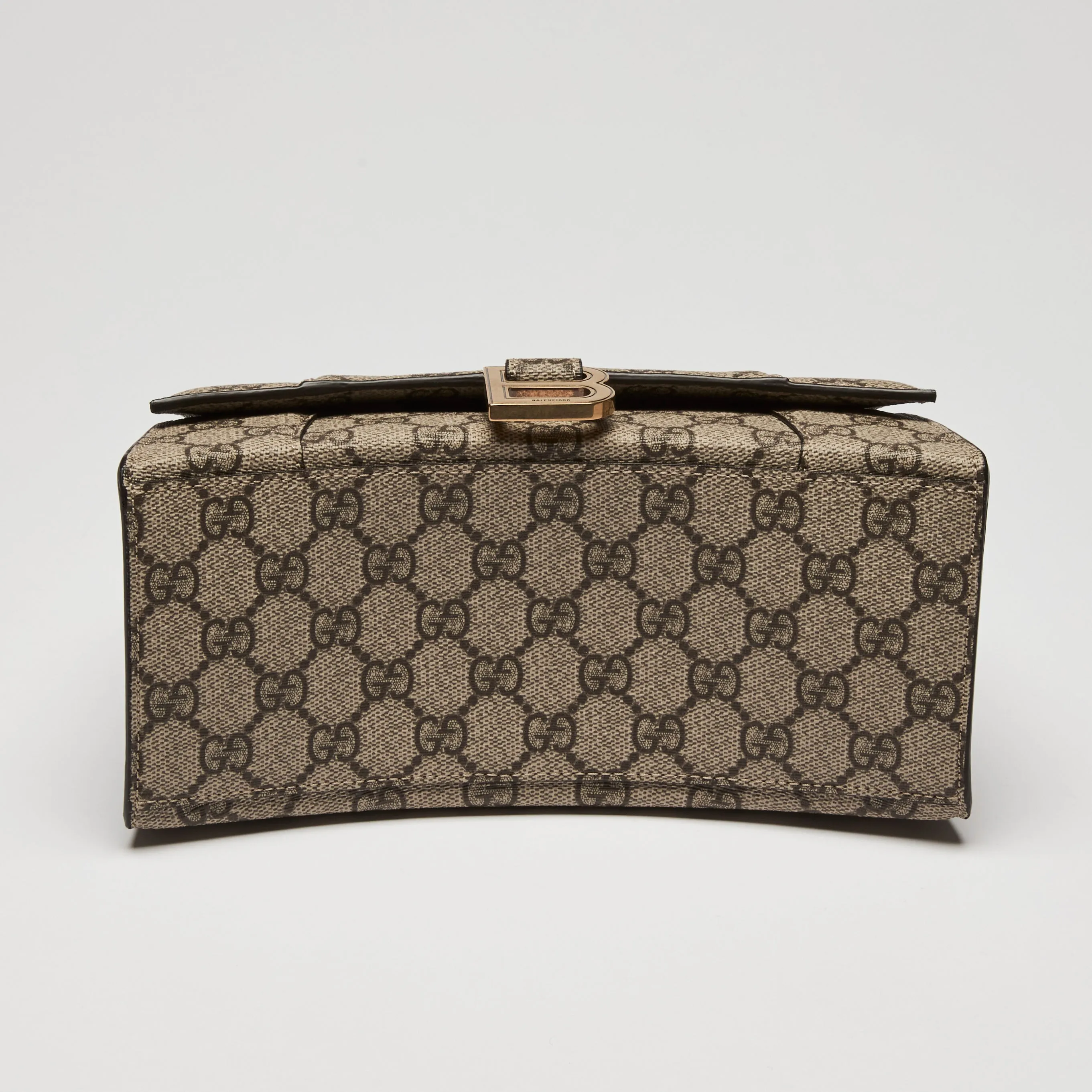 Gucci x Balenciaga Coated Monogram Canvas The Hacker Project Hour Glass Top Handle Hand Bag