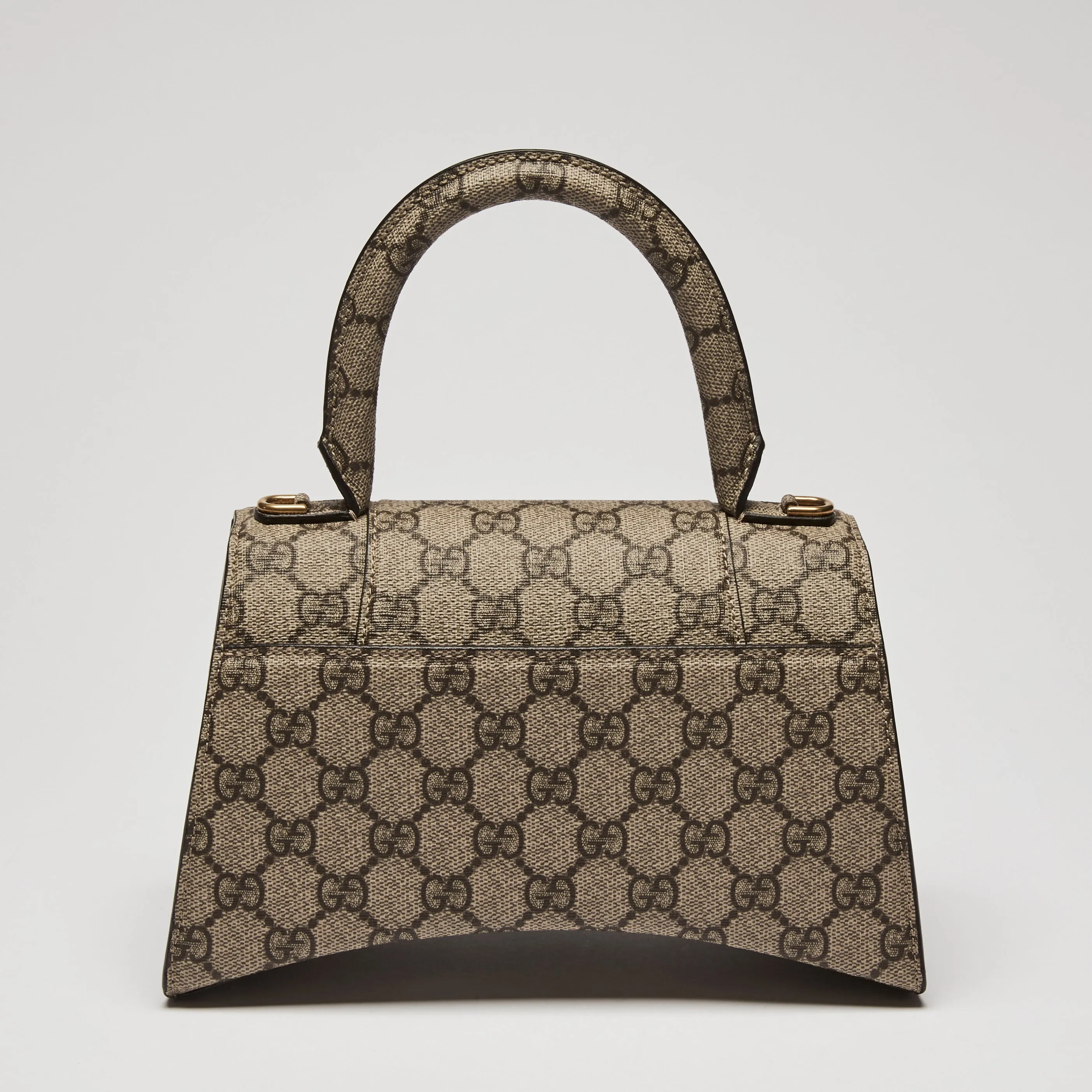 Gucci x Balenciaga Coated Monogram Canvas The Hacker Project Hour Glass Top Handle Hand Bag