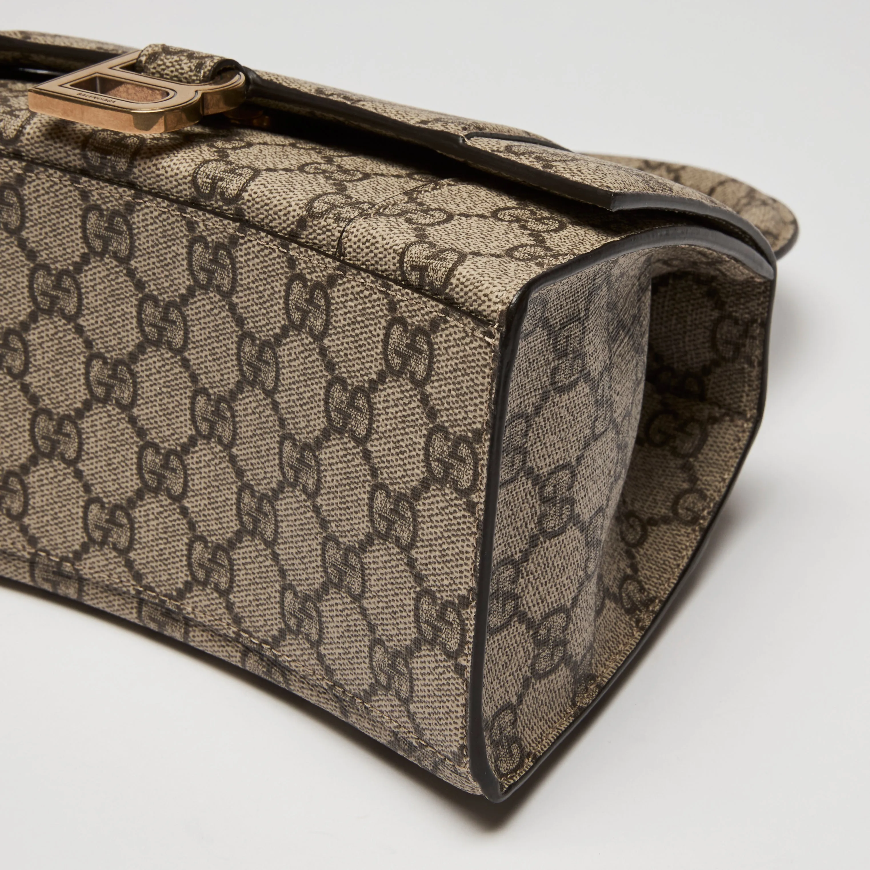 Gucci x Balenciaga Coated Monogram Canvas The Hacker Project Hour Glass Top Handle Hand Bag
