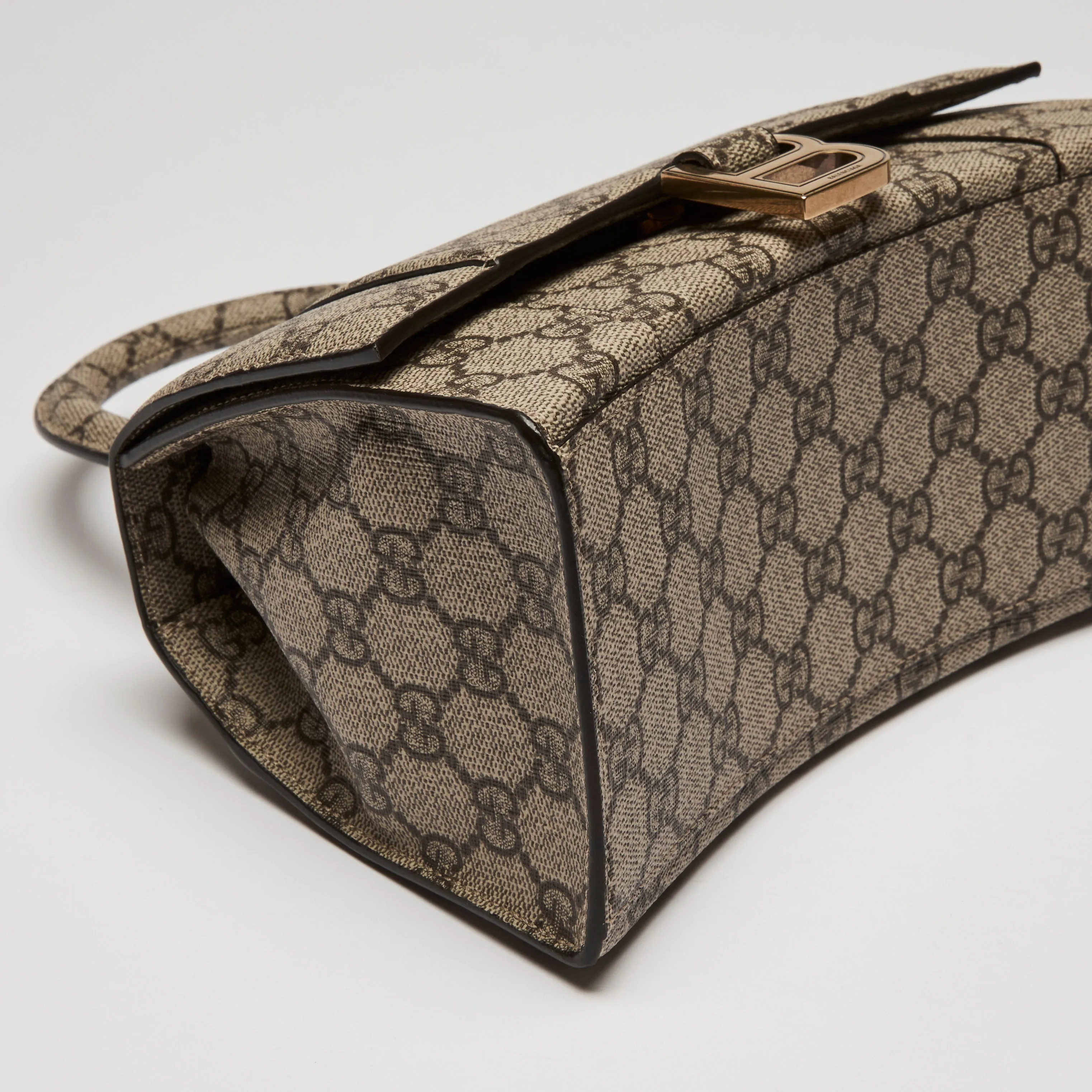Gucci x Balenciaga Coated Monogram Canvas The Hacker Project Hour Glass Top Handle Hand Bag