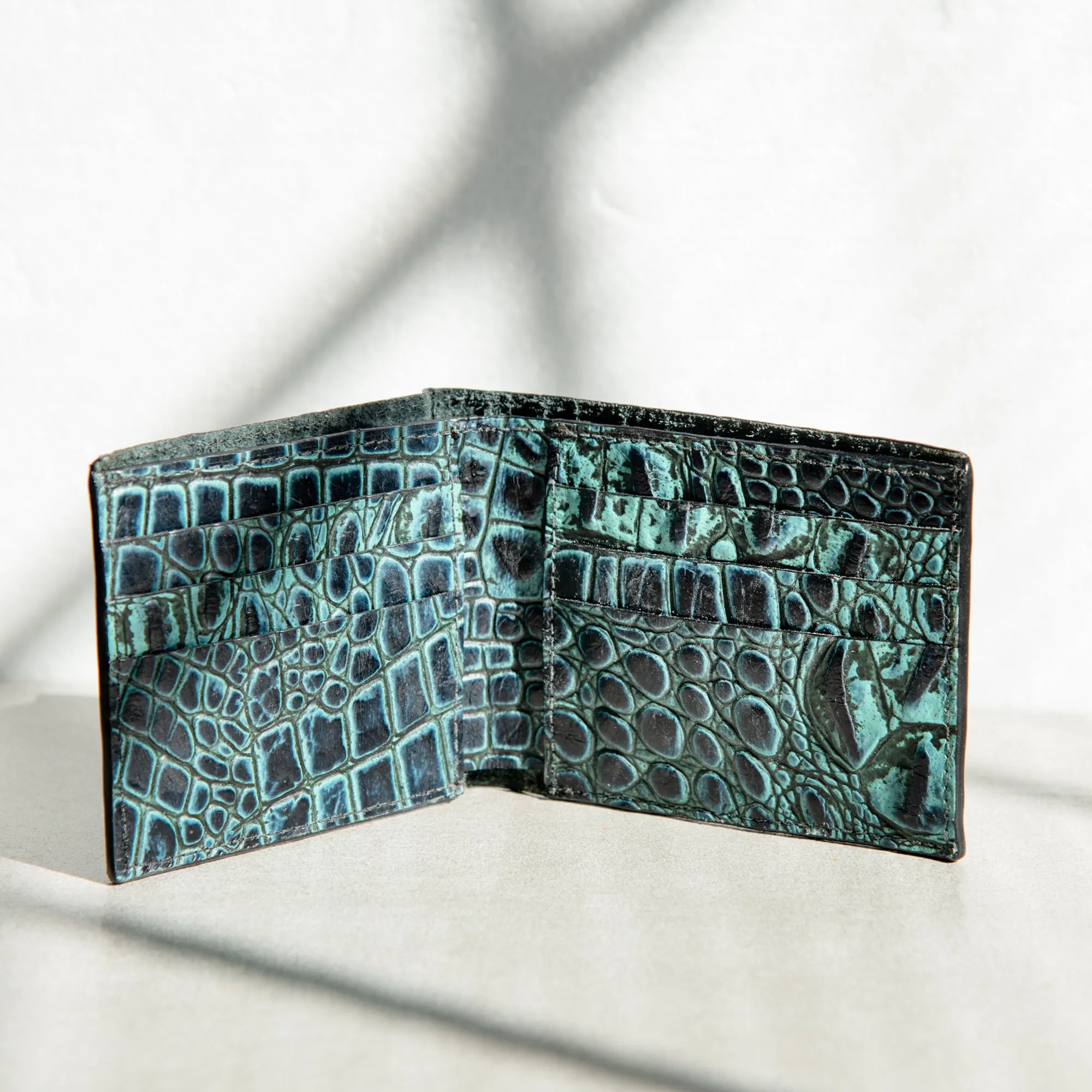 Handcrafted Leather Wallet - Ocean Blue