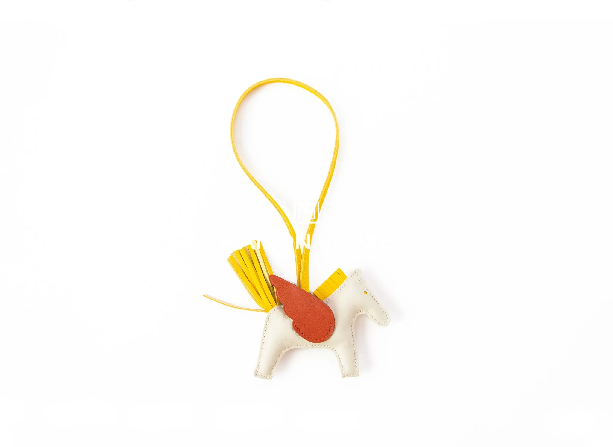 Hermes Craie / Jaune de Naples / Cuivre Pegase Bag Charm PM