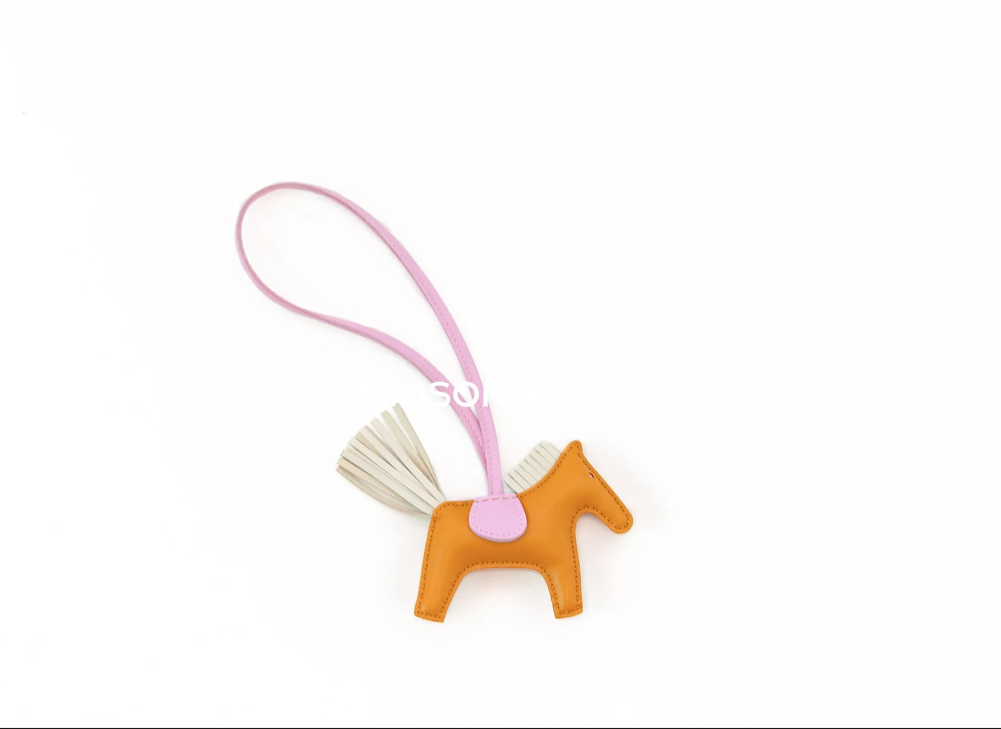 Hermes Sesame / Craie / Mauve Sylvestre Rodeo Bag Charm PM