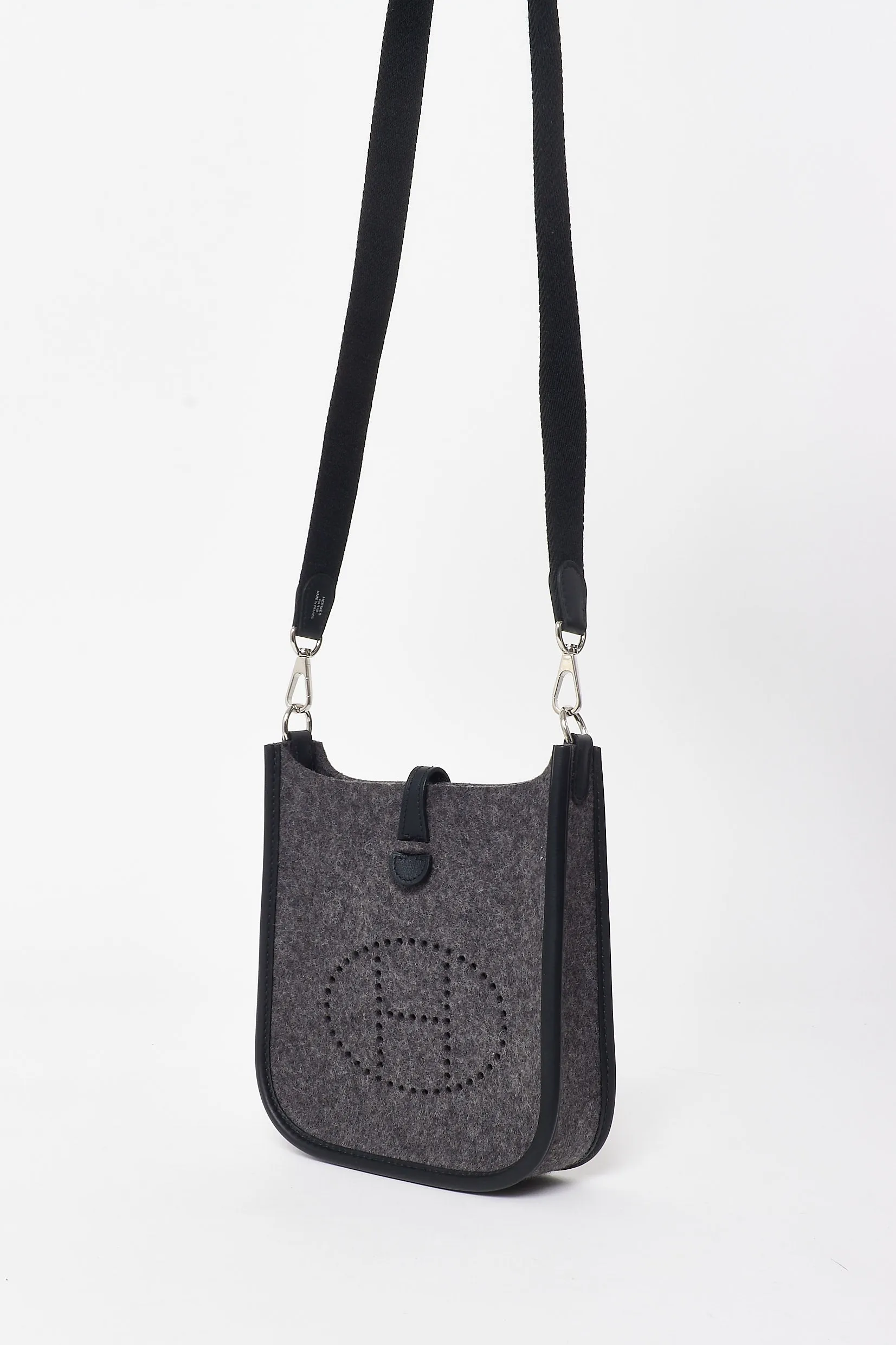 Hermès Grey Felt & Black Leather Evelyne TPM Crossbody Bag