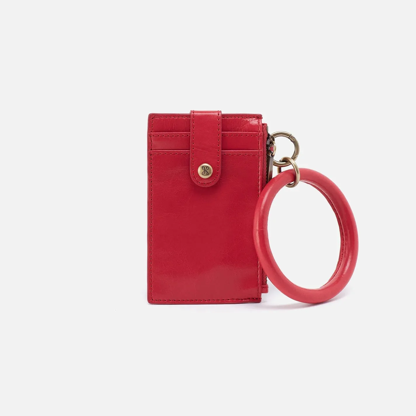 HOBO Ring Credit Card Wristlet in Polished Leather