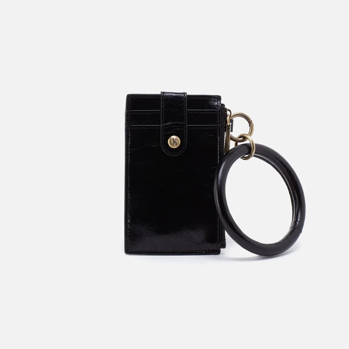 HOBO Ring Credit Card Wristlet in Polished Leather
