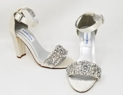 Ivory Wedding Shoes with Crystal and Pearl Vamp