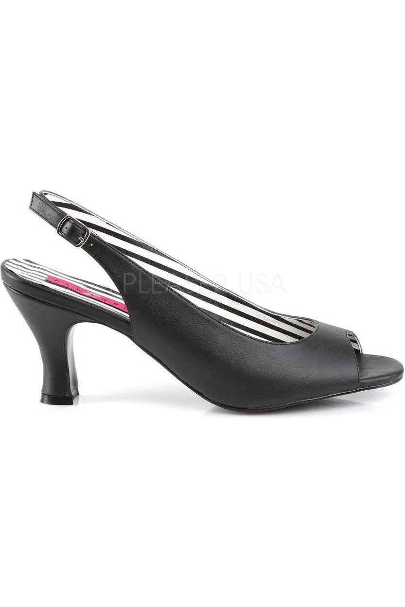 JENNA-02 Pump  | Black Faux Leather