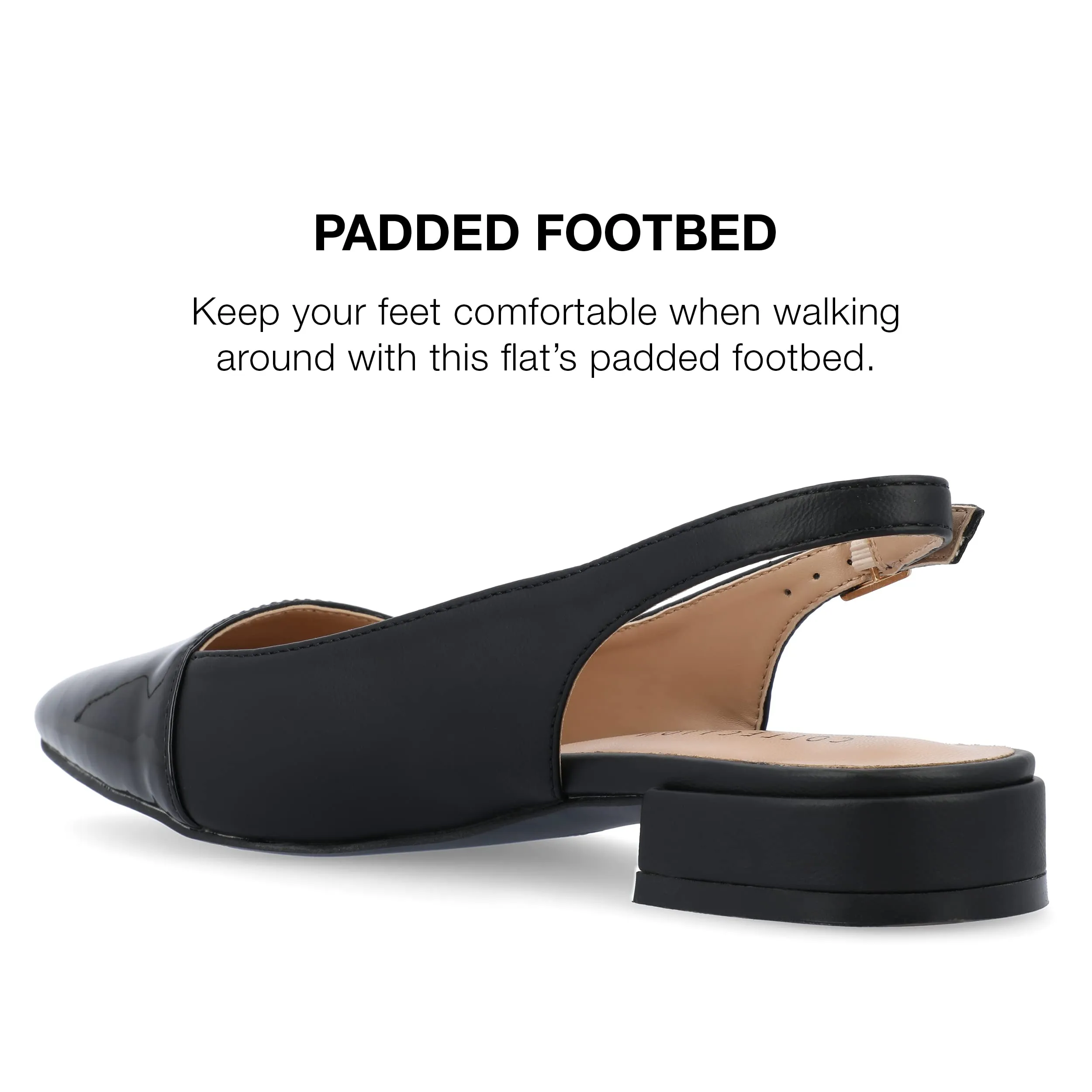 Journee Collection Women's Bertie Sling Back Two Tone Pointed Toe Flats - Black, 8.5