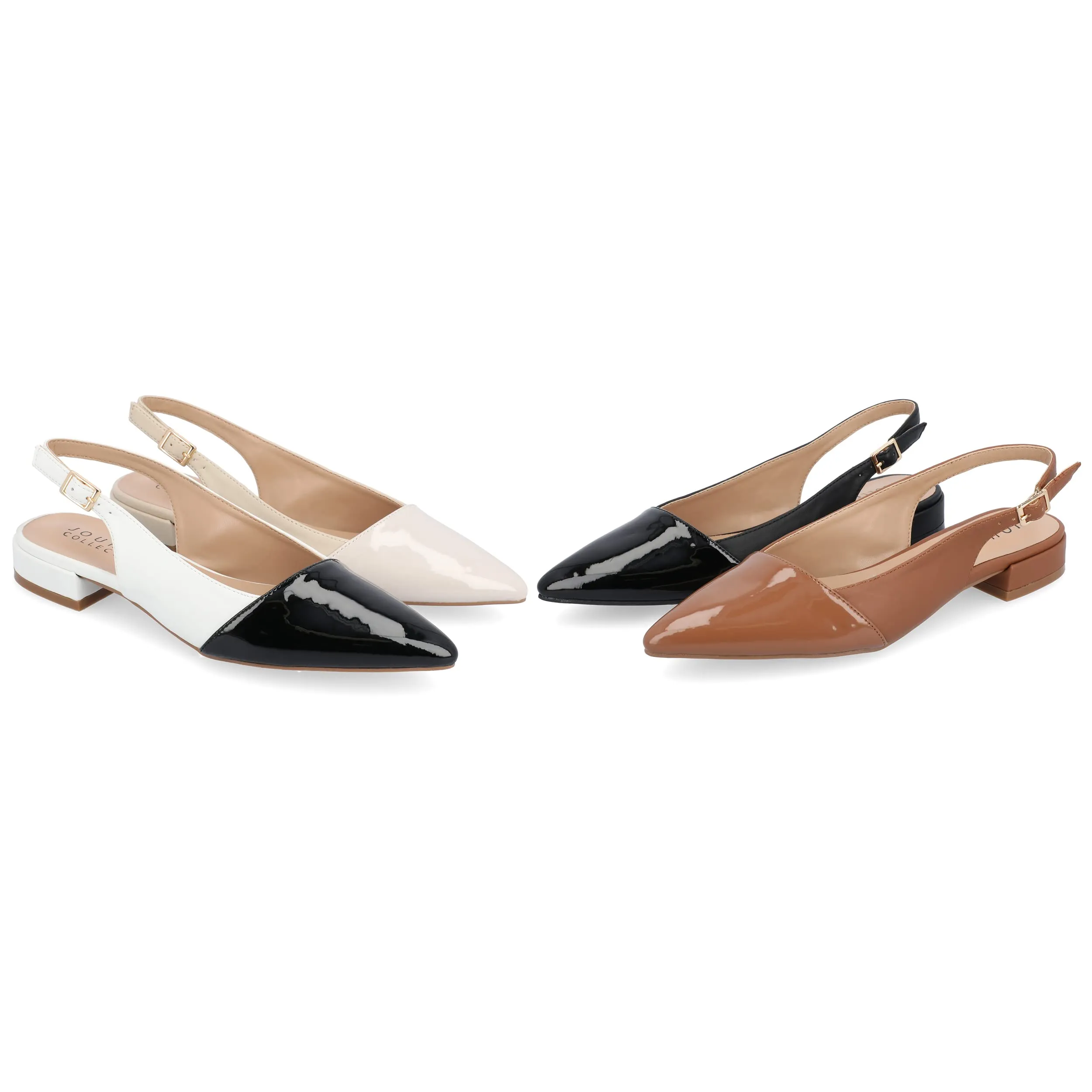 Journee Collection Women's Bertie Sling Back Two Tone Pointed Toe Flats - Black, 8.5