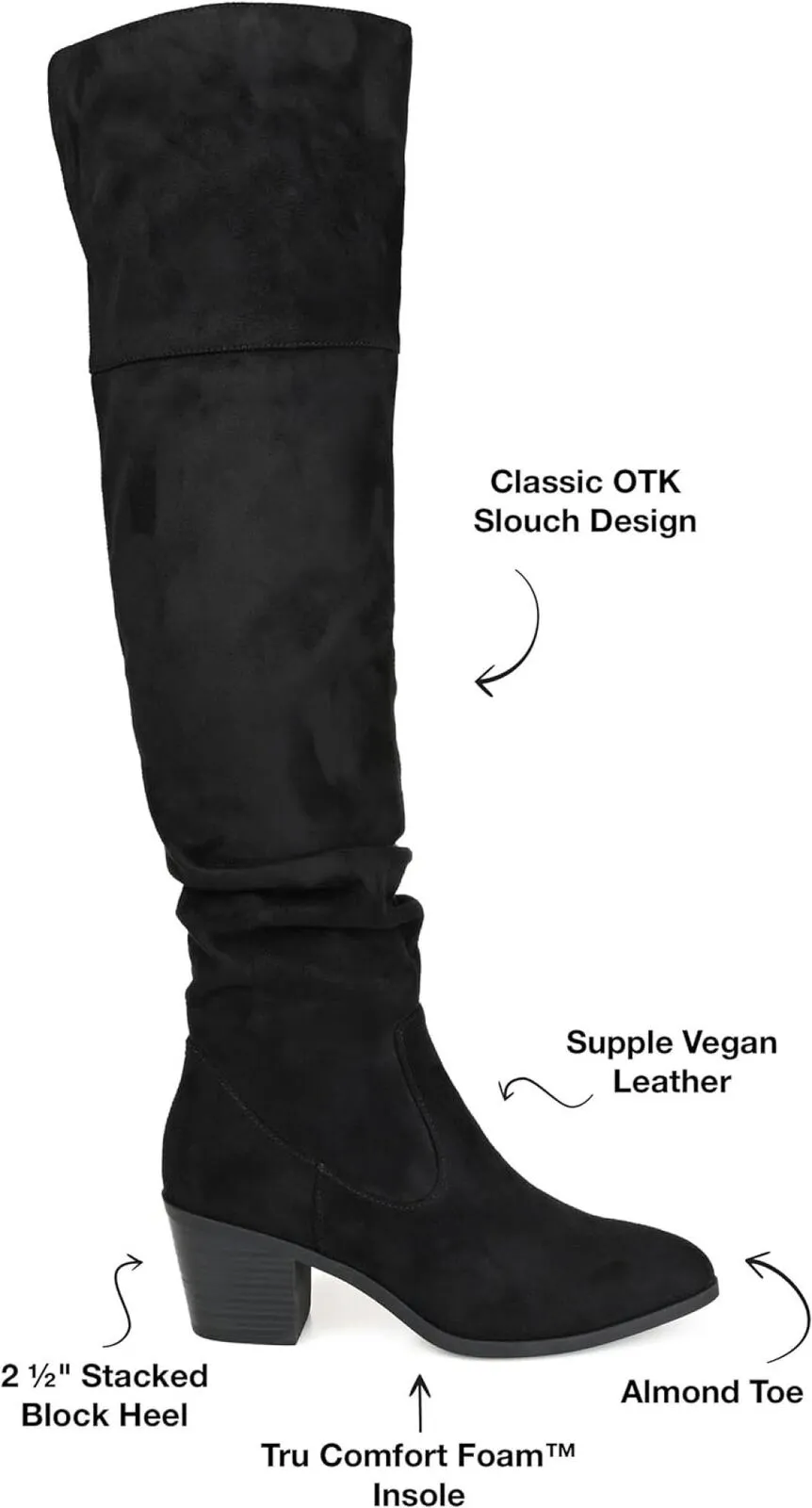 Journee Collection Zivia Women's Slouchy Over-the-Knee Boots Black 7.5WC