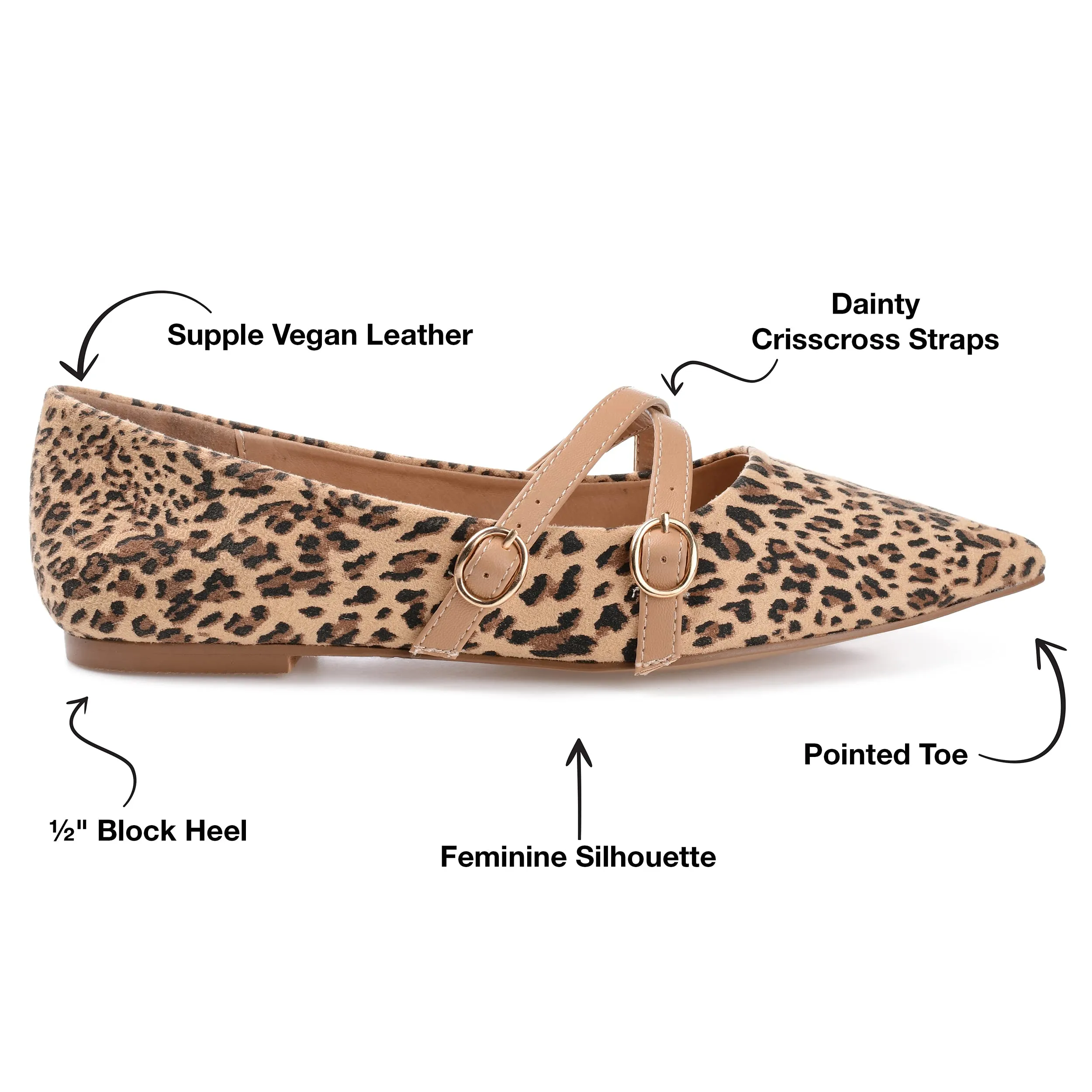 Journee Womens Patricia Slip On Pointed Toe Ballet Dress Flats