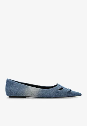 Kat Denim Pointed-Toe Flats