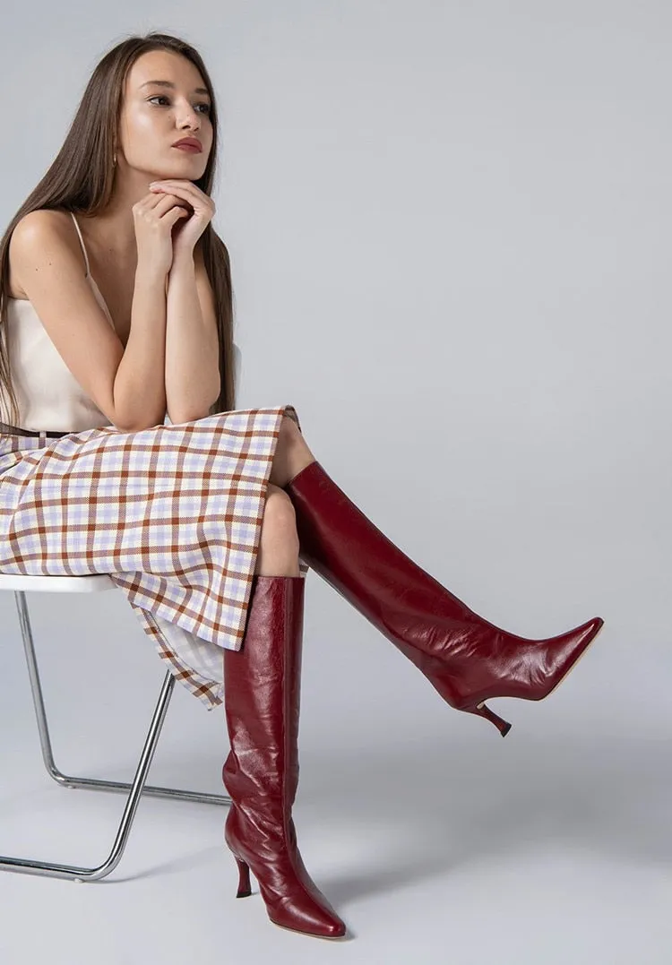 Kitten Heel  Wide Calf Tall Boots for Women