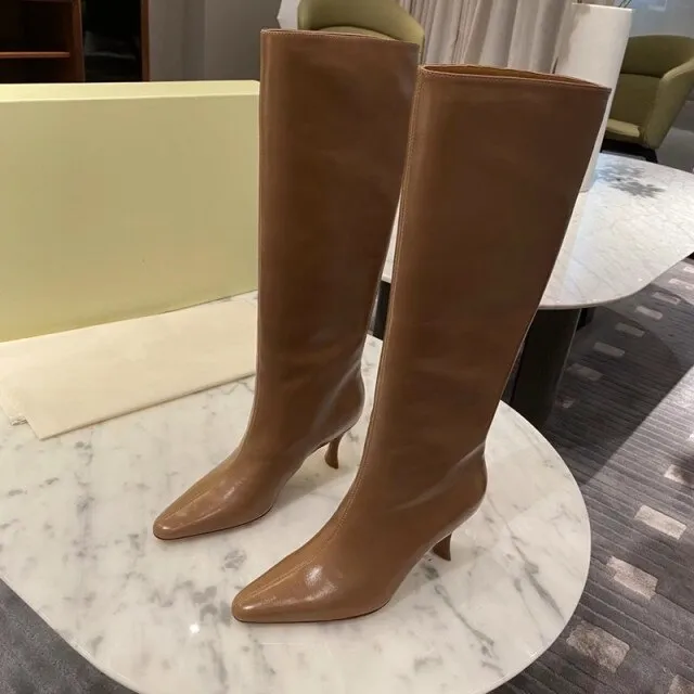 Kitten Heel  Wide Calf Tall Boots for Women